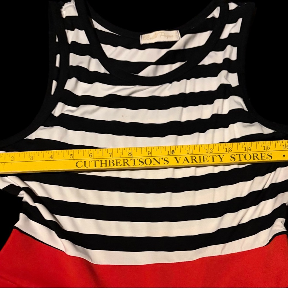 Striped Black and White Top with Red Skirt Dress - Picture 6 of 13